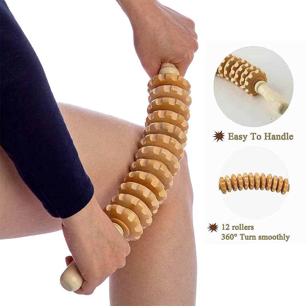 Rodillo de Madera para Masaje Corporal