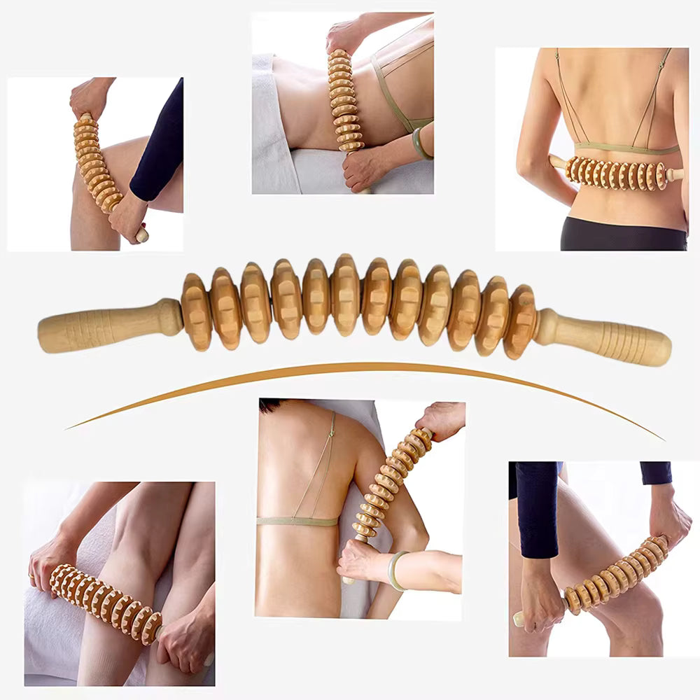 Rodillo de Madera para Masaje Corporal